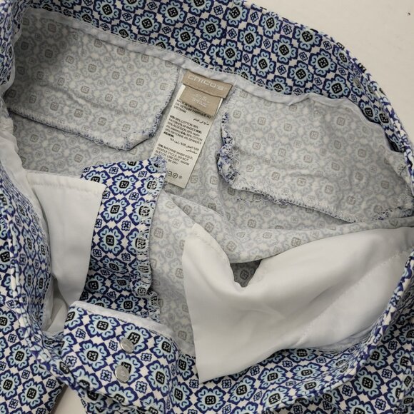 CHICOS Womens Medallion Stretch Pull Up Crop Pants Size 6 Nautical Coastal - Picture 15 of 15